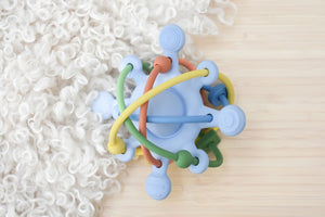 Silicone Sensory Space Rattle Teether: Blue