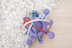 Silicone Sensory Space Rattle Teether: Purple