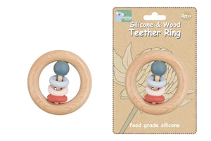 Wooden and Silicone Teether: Pastel Red