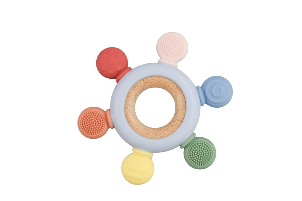 Wooden Silicone Teether: Multicolour Star