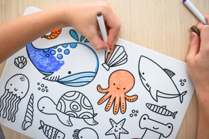 Silicone Reusable Drawing Mat: Sea Animals