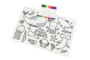 Silicone Reusable Drawing Mat: Sea Animals