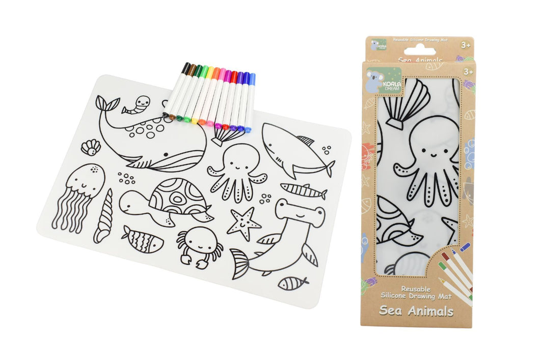 Silicone Reusable Drawing Mat: Sea Animals