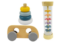 Load image into Gallery viewer, Calm &amp; Breezy Pastel Wooden Baby Gift Set