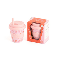 Load image into Gallery viewer, Chino Club Babychino Cup: Pink Bows 4oz