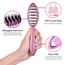 Load image into Gallery viewer, Happy Hair Brush Detangler Mini Brush - Pink - The Sensory Studio