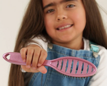 Load image into Gallery viewer, Happy Hair Brush Detangler Mini Brush - Pink - The Sensory Studio