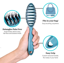 Load image into Gallery viewer, Happy Hair Brush Detangler Mini Brush - Teal - The Sensory Studio