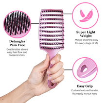 Load image into Gallery viewer, Happy Hair Brush Detangler Paddle Brush - Pink - The Sensory Studio