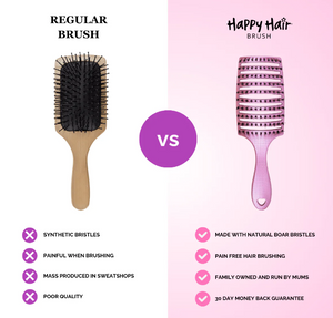 Happy Hair Brush Detangler Paddle Brush - Pink - The Sensory Studio