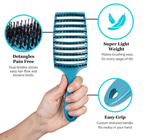 Load image into Gallery viewer, Happy Hair Brush Detangler Paddle Brush - Teal - The Sensory Studio