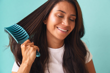 Load image into Gallery viewer, Happy Hair Brush Detangler Paddle Brush - Teal - The Sensory Studio