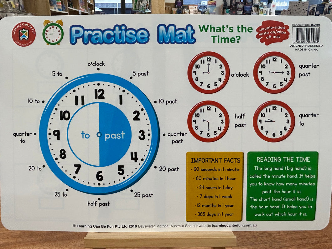 Practise Mat - What's the Time? - The Sensory Studio