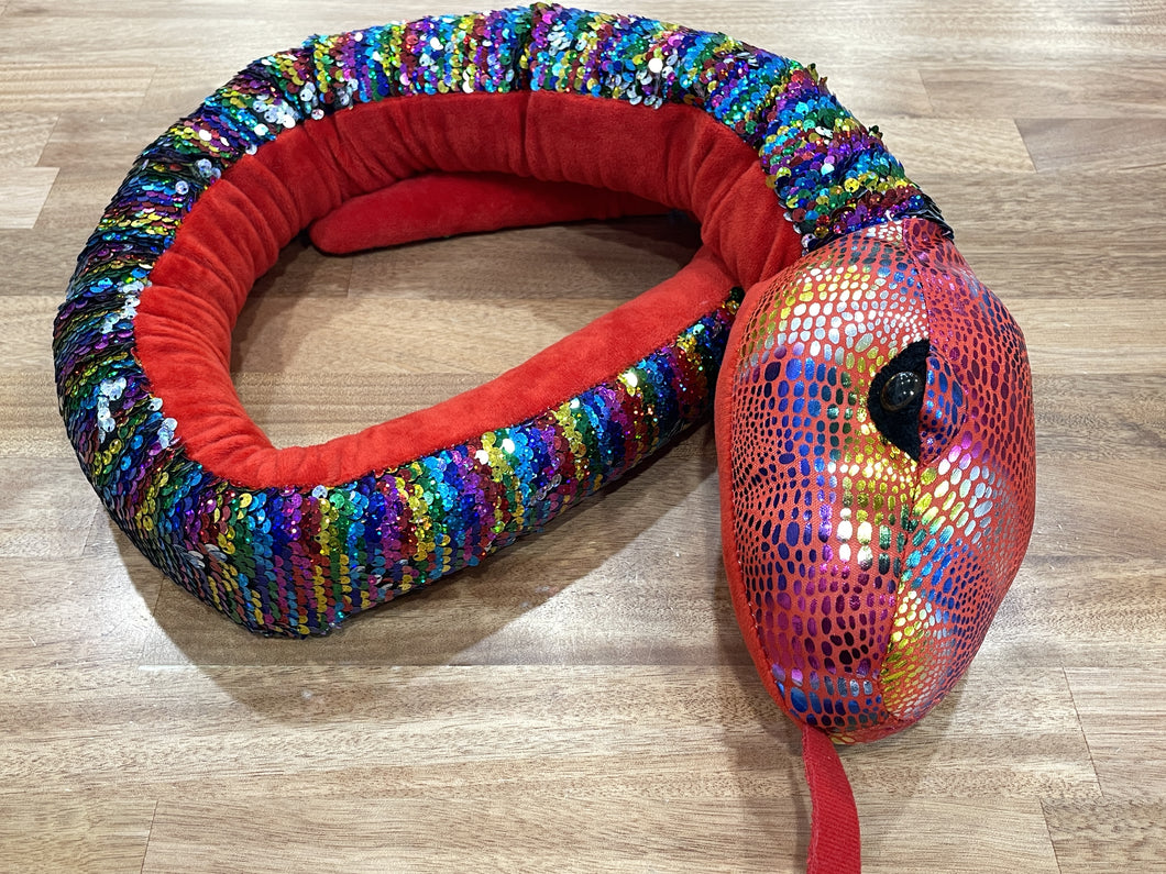 Red Rainbow Sequin Snake - Weighted Toy: 1.4kg