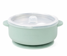 Load image into Gallery viewer, Jeanie Baby Stainless Steel / Silicone Suction Bowl: Sage Green