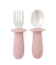 Load image into Gallery viewer, Jeanie Baby Stainless Steel / Silicone Cutlery Set: Mauve