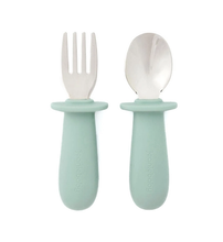 Load image into Gallery viewer, Jeanie Baby Stainless Steel / Silicone Cutlery Set: Sage Green