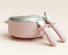 Load image into Gallery viewer, Jeanie Baby Stainless Steel / Silicone Cutlery Set: Mauve