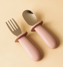Load image into Gallery viewer, Jeanie Baby Stainless Steel / Silicone Cutlery Set: Mauve