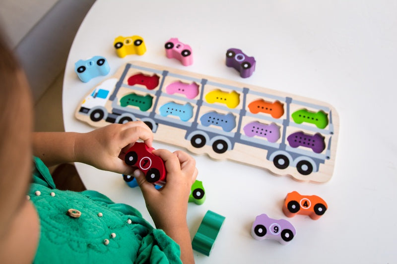 Wooden Car and Truck 1-10 Number Puzzle - The Sensory Studio