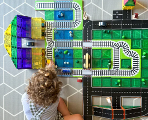 Learn & Grow Toys: Magnetic Tile Toppers: Train Track Pack (36 Piece Pack)