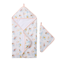 Load image into Gallery viewer, LouLou Lollipop: Hooded Towel Set - Mermaids