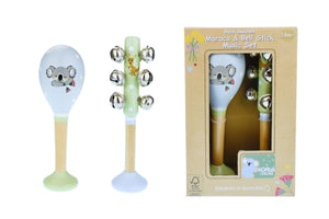 Wooden Maracca & Bell Stick Musical Set: Australian Animals