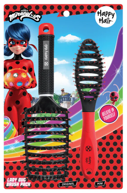 Happy Hair Brush: 2 Brush Gift Set: Miraculous Lady Bug