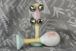 Wooden Maracca & Bell Stick Musical Set: Octopus