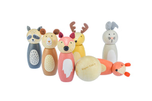 Wooden Animals Skittles Bowling Set