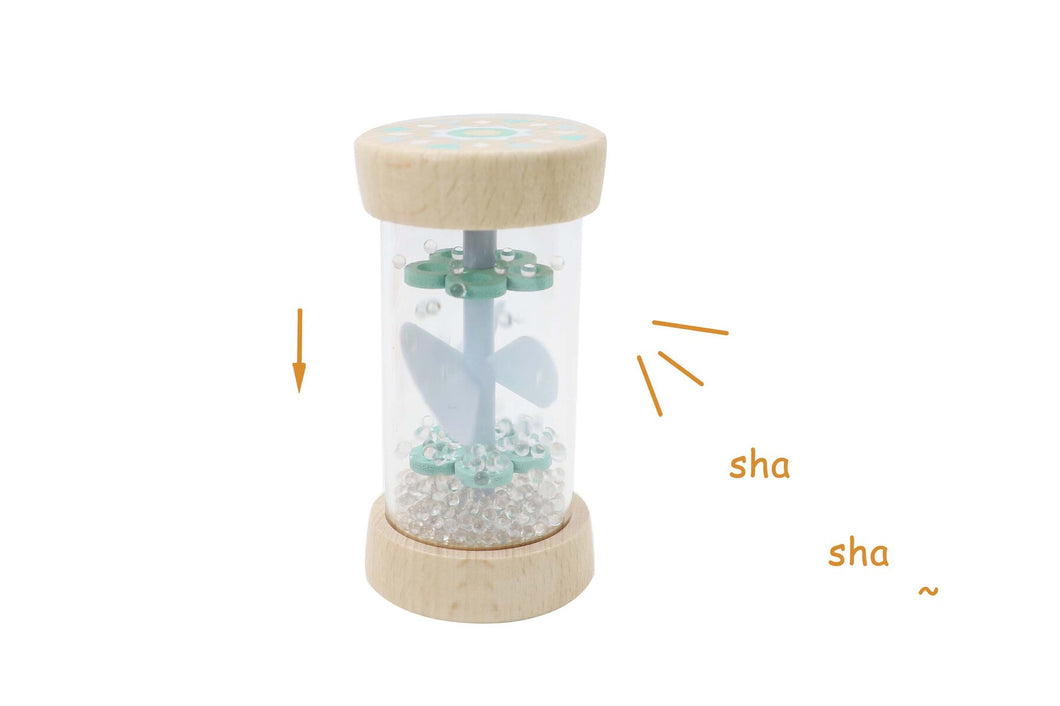 Wooden EcoWhirlie Rattle: Blue