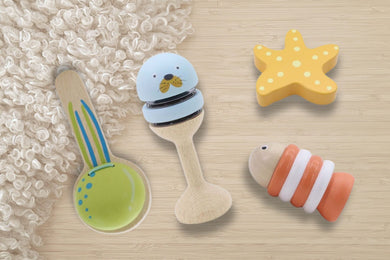 Wooden Musical Instruments 4 Piece Set: Ocean