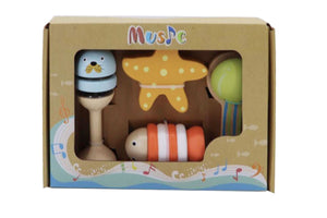 Wooden Musical Instruments 4 Piece Set: Ocean