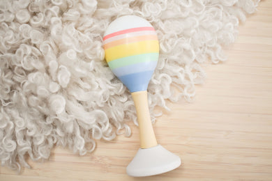 Wooden Maraca: Rainbow Stripes