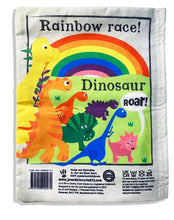Load image into Gallery viewer, Jo &amp; Nic's Crinkly Cloth Baby Book: Rainbow Dinosaurs