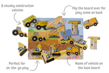 Load image into Gallery viewer, Wooden Chunky Puzzle: Construction Vehicles