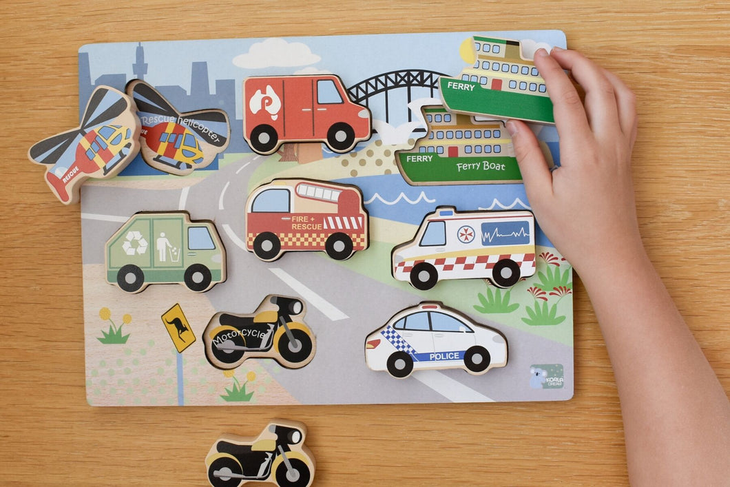 Wooden Chunky Puzzle: Aussie Transport Vehicles