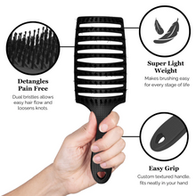 Load image into Gallery viewer, Happy Hair Brush Detangler Paddle Brush - Black
