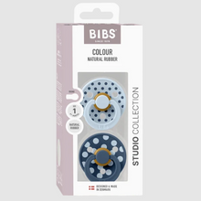 Load image into Gallery viewer, BIBS Pacifier Dummy Studio Size 1: Polka Baby Blue / Steel Blue