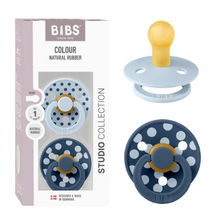 Load image into Gallery viewer, BIBS Pacifier Dummy Studio Size 1: Polka Baby Blue / Steel Blue