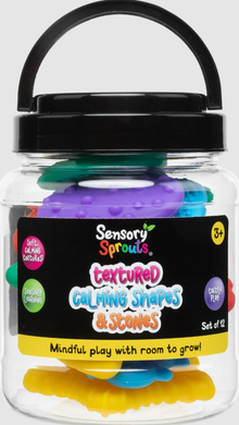 Sensory Sprouts: Textured Calming Shapes & Stones Set of 12: Bright
