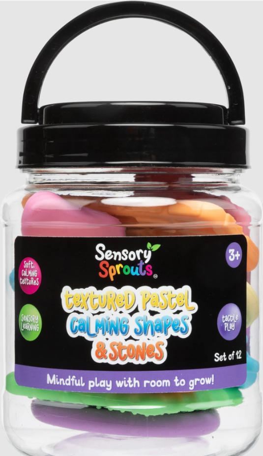 Sensory Sprouts: Textured Calming Shapes & Stones Set of 12: Pastel