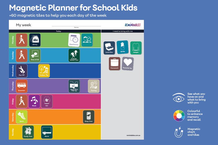 Remindables: Magnetic Weekly Planner for School Kids