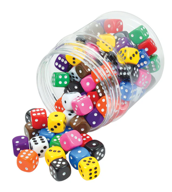 Dot Dice: Assorted Opaque Colours: Pack of 6