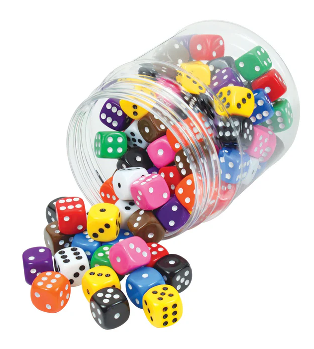 Dot Dice: Assorted Opaque Colours: Pack of 6