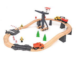 Wooden Construction Yard Train Set