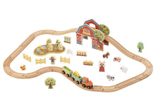 Load image into Gallery viewer, Tooky Toy Wooden Farm Train Set