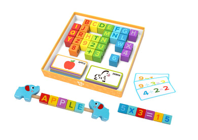 Wooden Learning Block Puzzle: Alphabet/Numbers