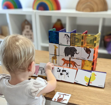 Load image into Gallery viewer, Learn &amp; Grow Toys: Magnetic Tile Toppers: Duo Animal Puzzle