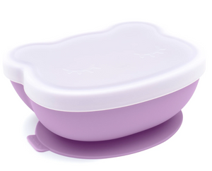 We Might be Tiny: Bear Stickie Bowl with Lid: Lilac